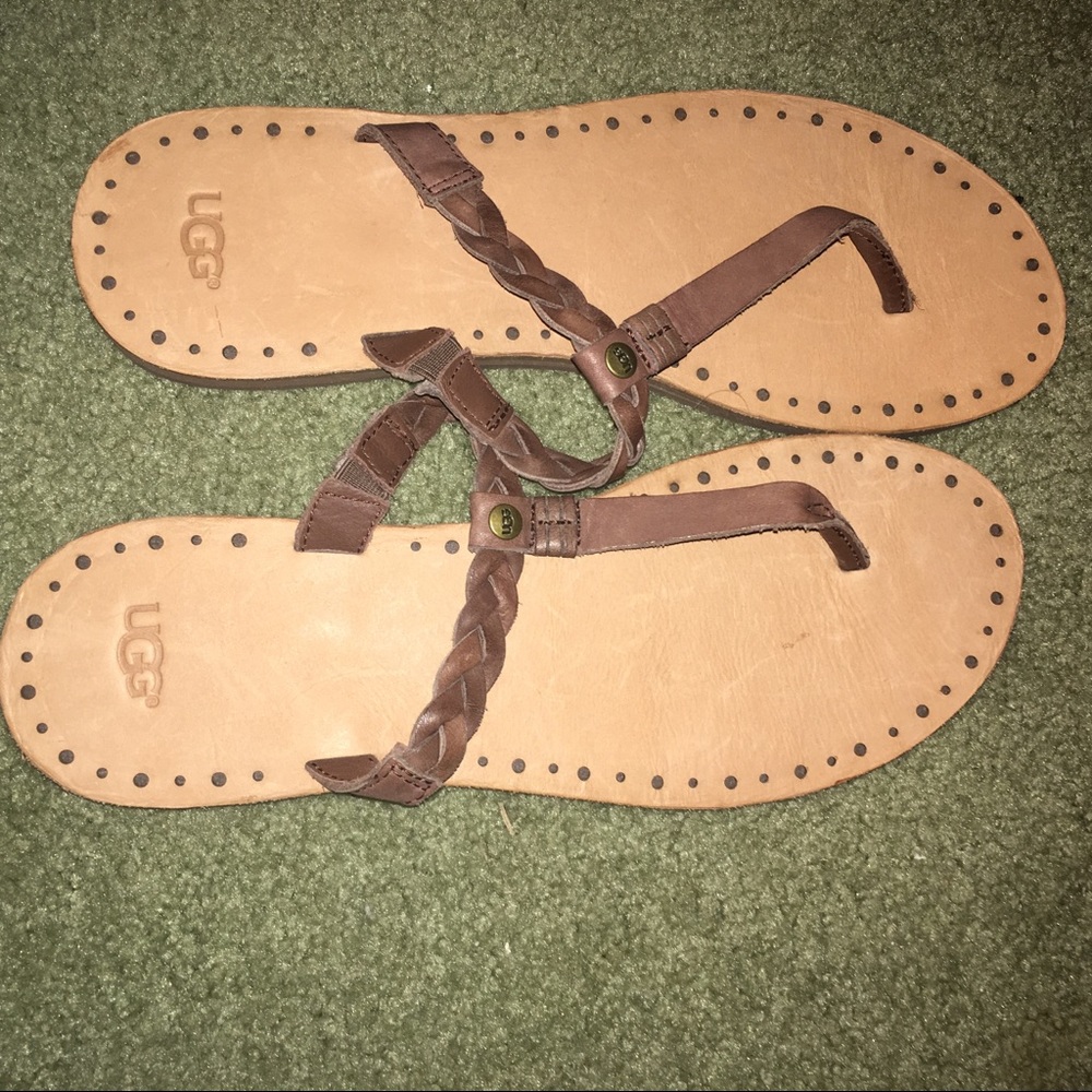 UGG leather braided flip flops